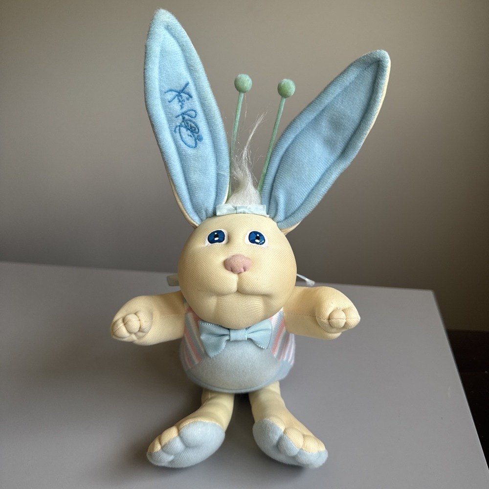 Vtg 1985 Cabbage Patch Kids Bunny Bee Xavier Roberts Blue Plush Pouch 13" - Picture 7 of 16